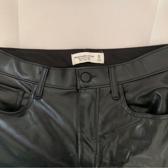 Abercrombie & Fitch Women's The Ankle Straight Ultra High Rise Leather Pants [S] - Picture 8 of 9